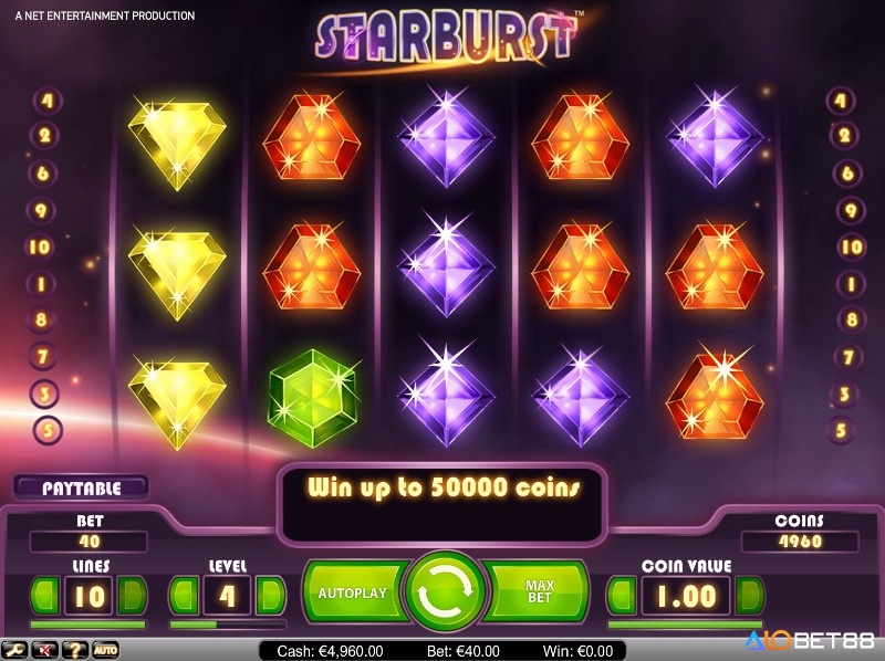 Starburst hấp dẫn với đồ họa lấp lánh lấy cảm hứng từ vũ trụ