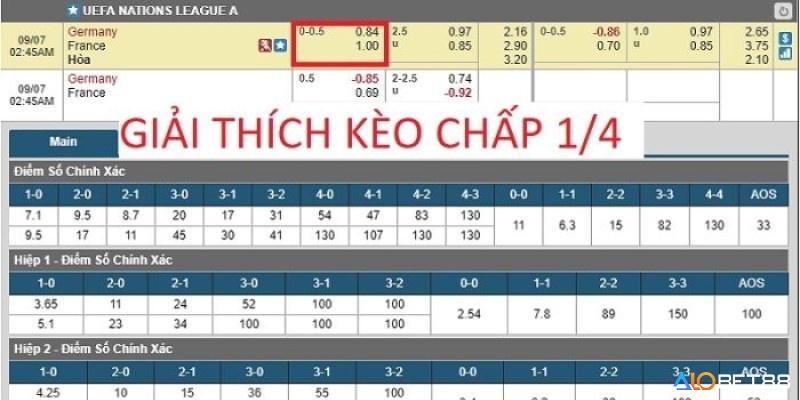 Cược kèo 1/4 chấp cho trận đấu Germany vs France